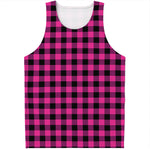 Hot Pink And Black Buffalo Check Print Men's Tank Top