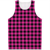 Hot Pink And Black Buffalo Check Print Men's Tank Top