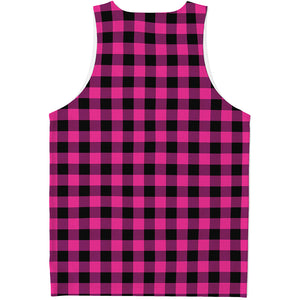 Hot Pink And Black Buffalo Check Print Men's Tank Top