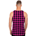 Hot Pink And Black Buffalo Check Print Men's Tank Top