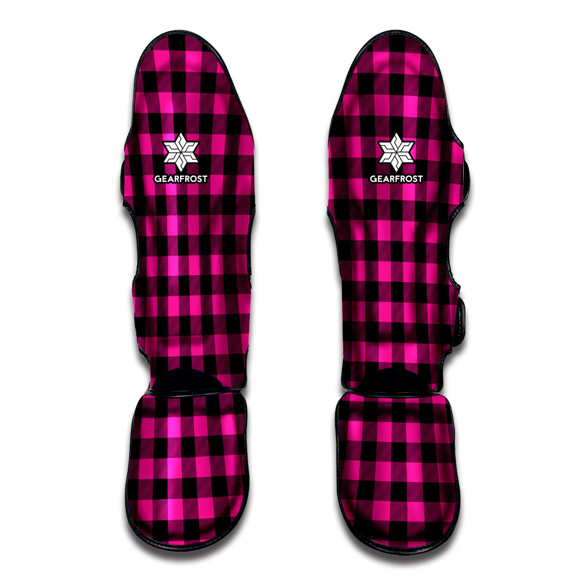 Hot Pink And Black Buffalo Check Print Muay Thai Shin Guard