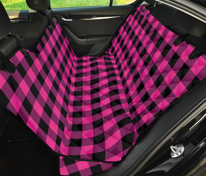 Hot Pink And Black Buffalo Check Print Pet Car Back Seat Cover