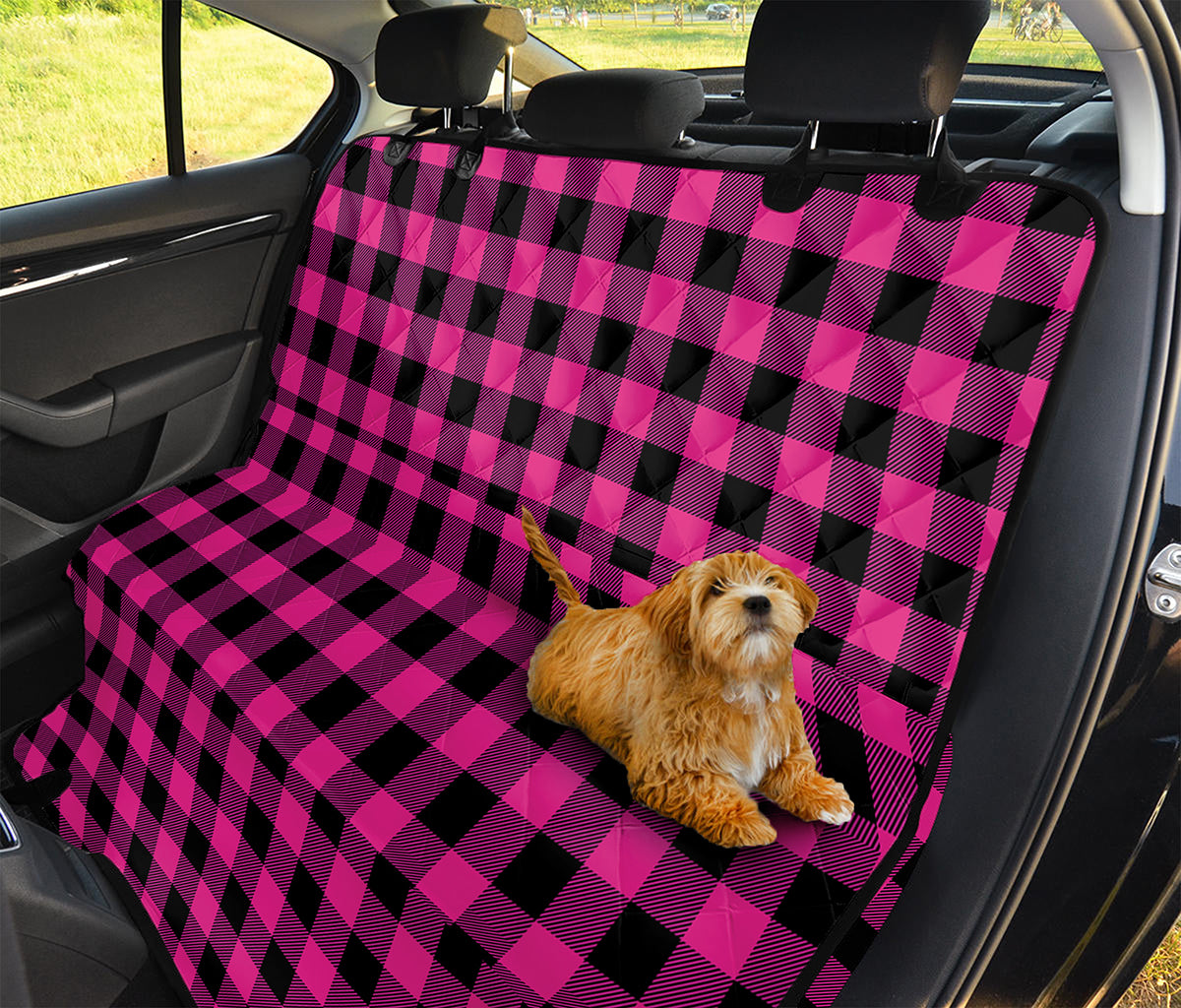 Hot Pink And Black Buffalo Check Print Pet Car Back Seat Cover