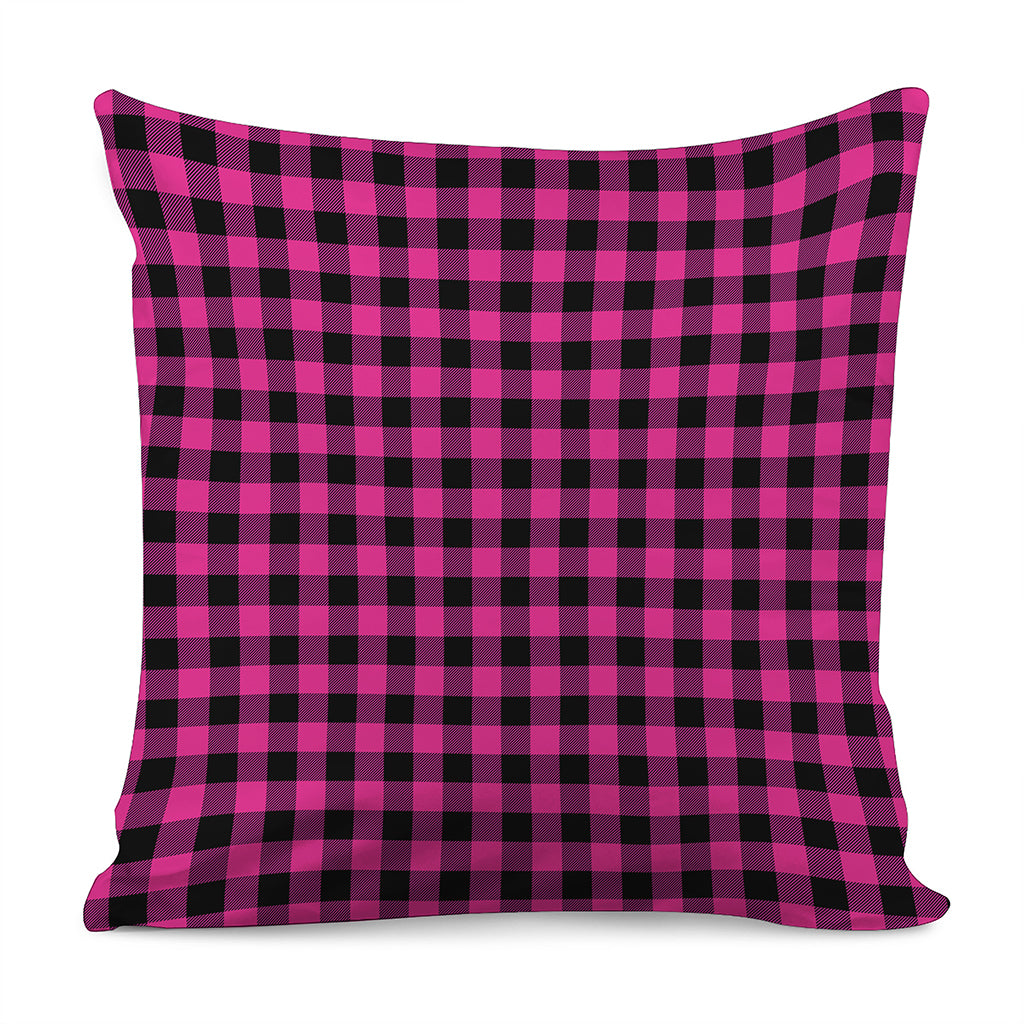 Hot Pink And Black Buffalo Check Print Pillow Cover