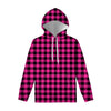 Hot Pink And Black Buffalo Check Print Pullover Hoodie