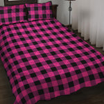 Hot Pink And Black Buffalo Check Print Quilt Bed Set