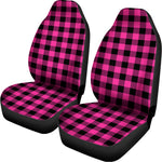 Hot Pink And Black Buffalo Check Print Universal Fit Car Seat Covers