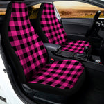 Hot Pink And Black Buffalo Check Print Universal Fit Car Seat Covers