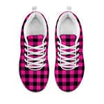 Hot Pink And Black Buffalo Check Print White Sneakers