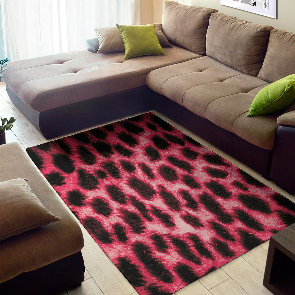 Hot Pink And Black Cheetah Print Area Rug