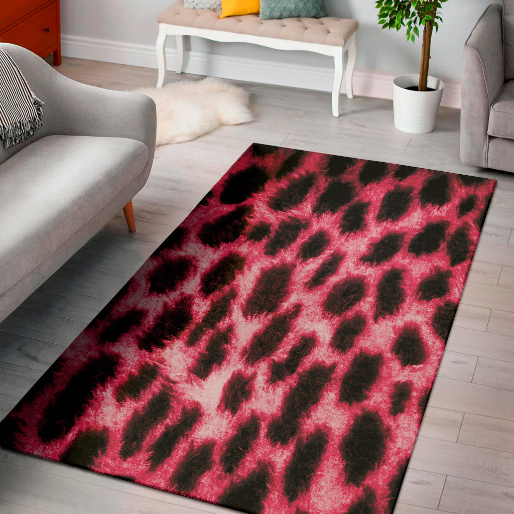 Hot Pink And Black Cheetah Print Area Rug