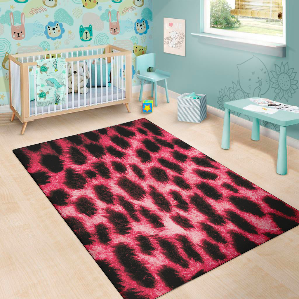 Hot Pink And Black Cheetah Print Area Rug