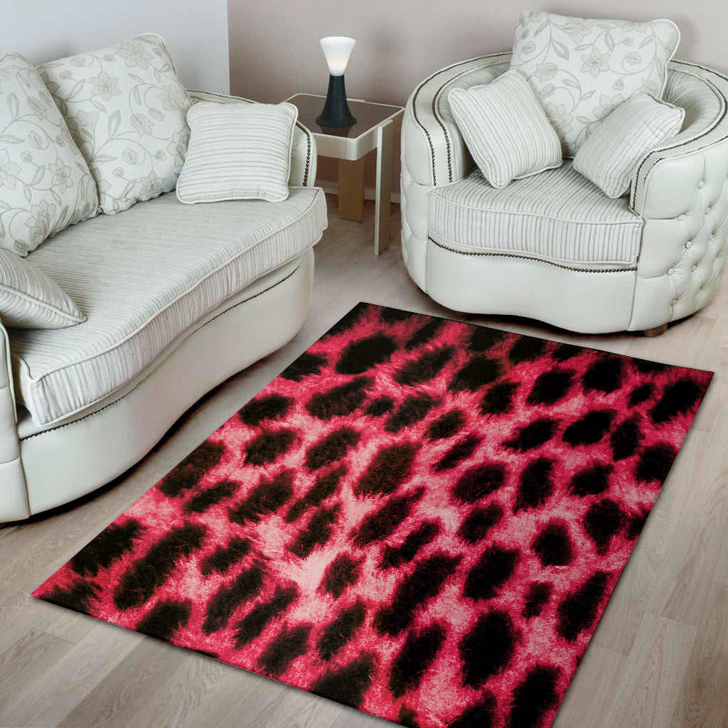 Hot Pink And Black Cheetah Print Area Rug