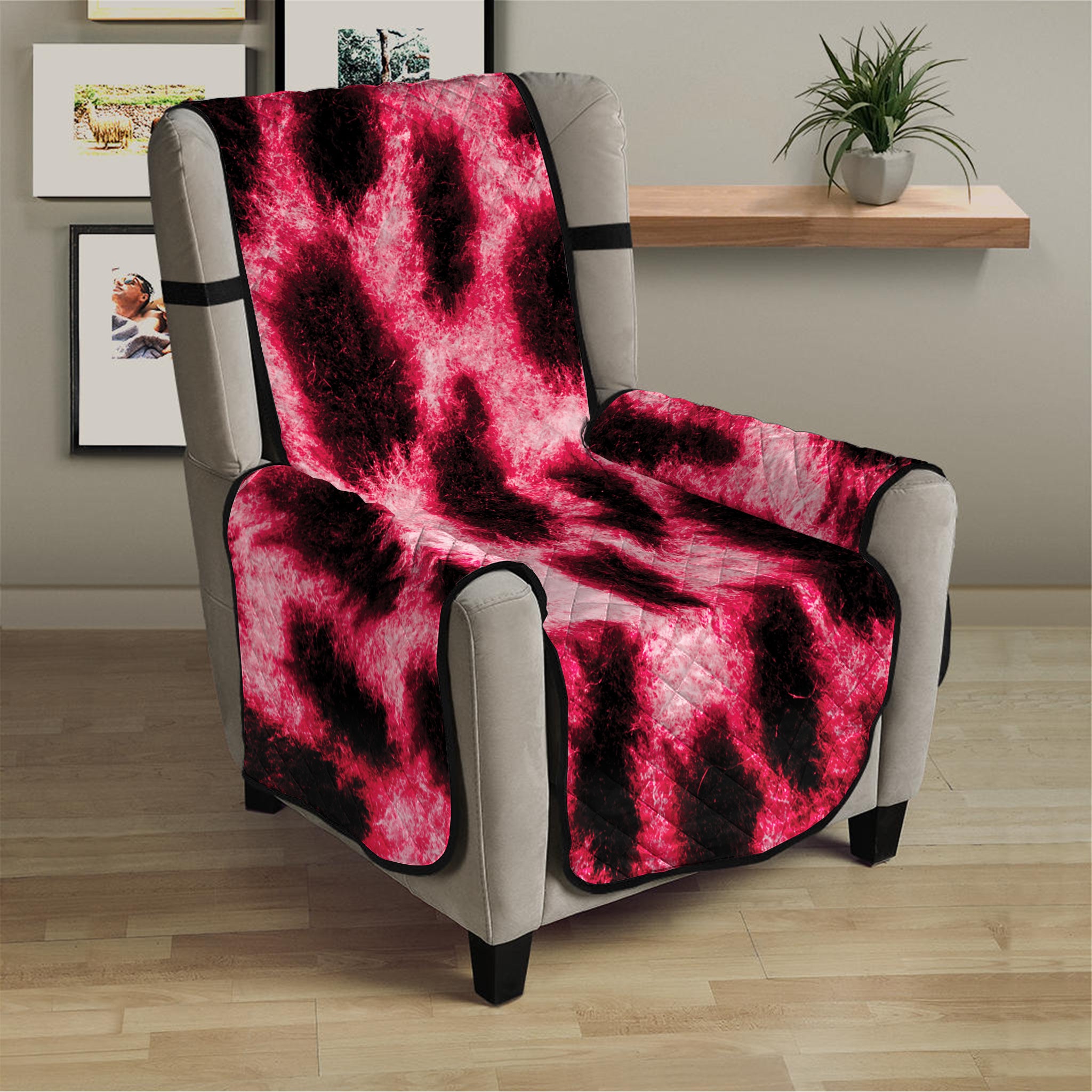 Hot Pink And Black Cheetah Print Armchair Protector