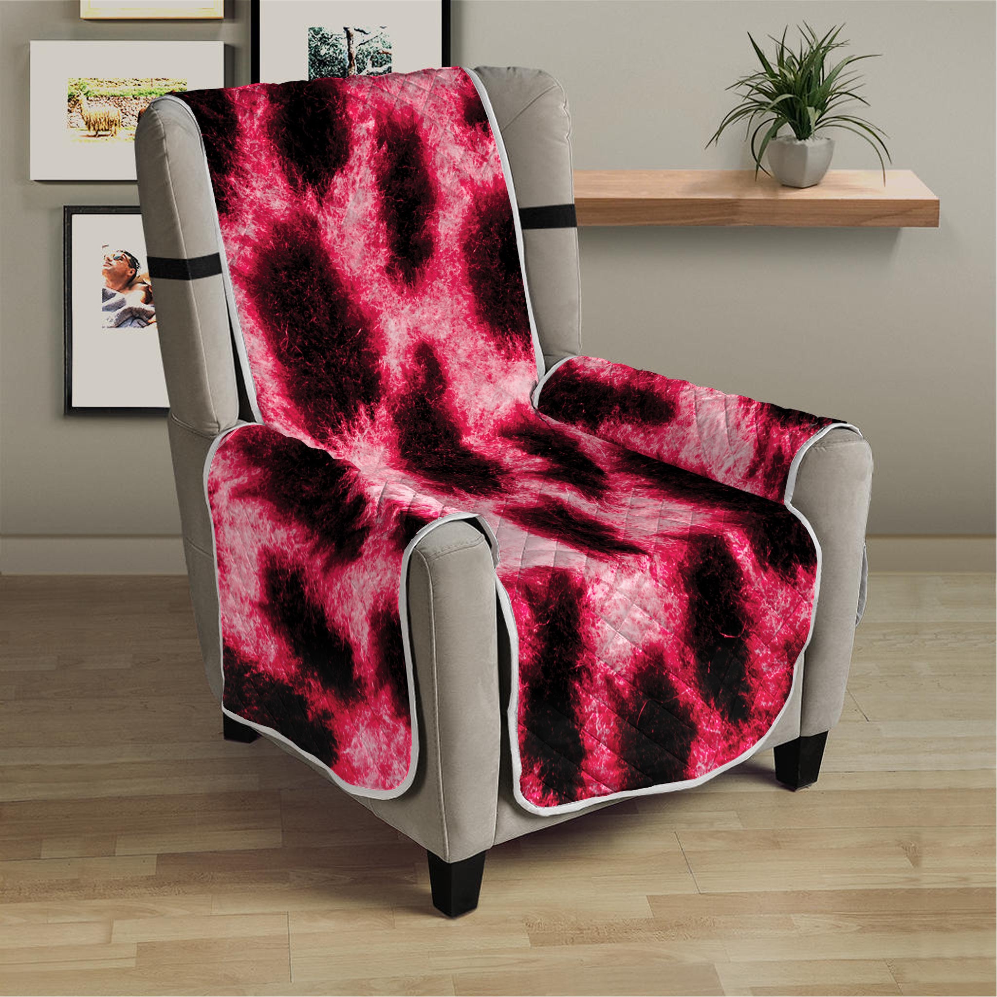 Hot Pink And Black Cheetah Print Armchair Protector