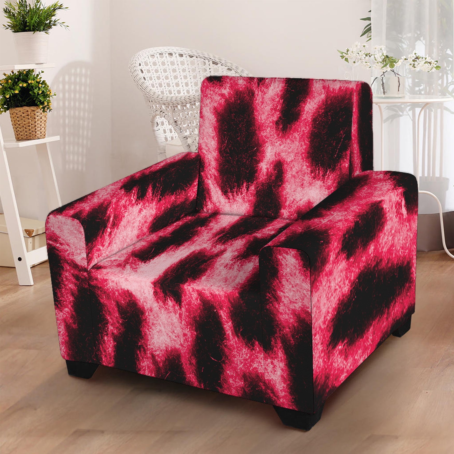 Hot Pink And Black Cheetah Print Armchair Slipcover