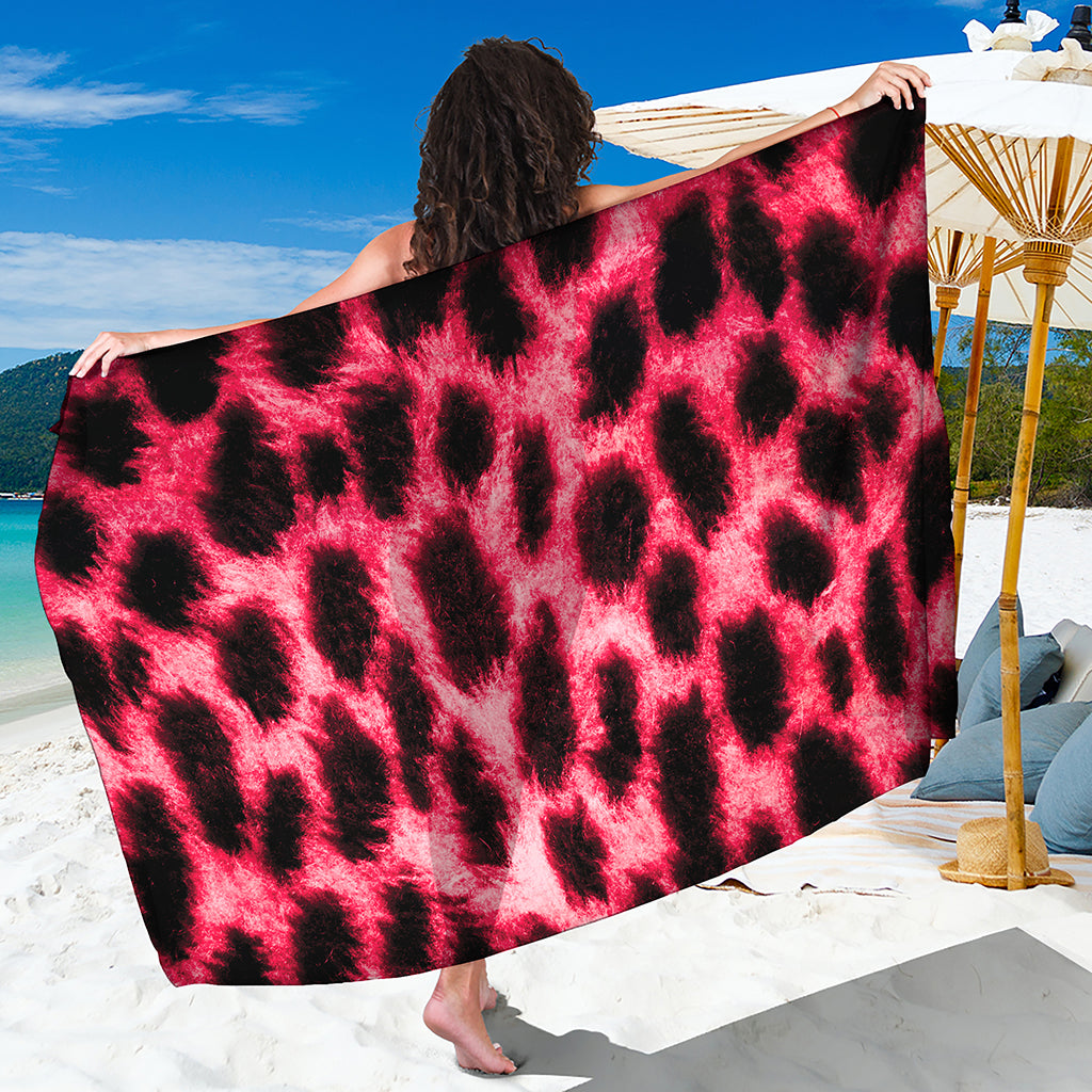 Hot Pink And Black Cheetah Print Beach Sarong Wrap