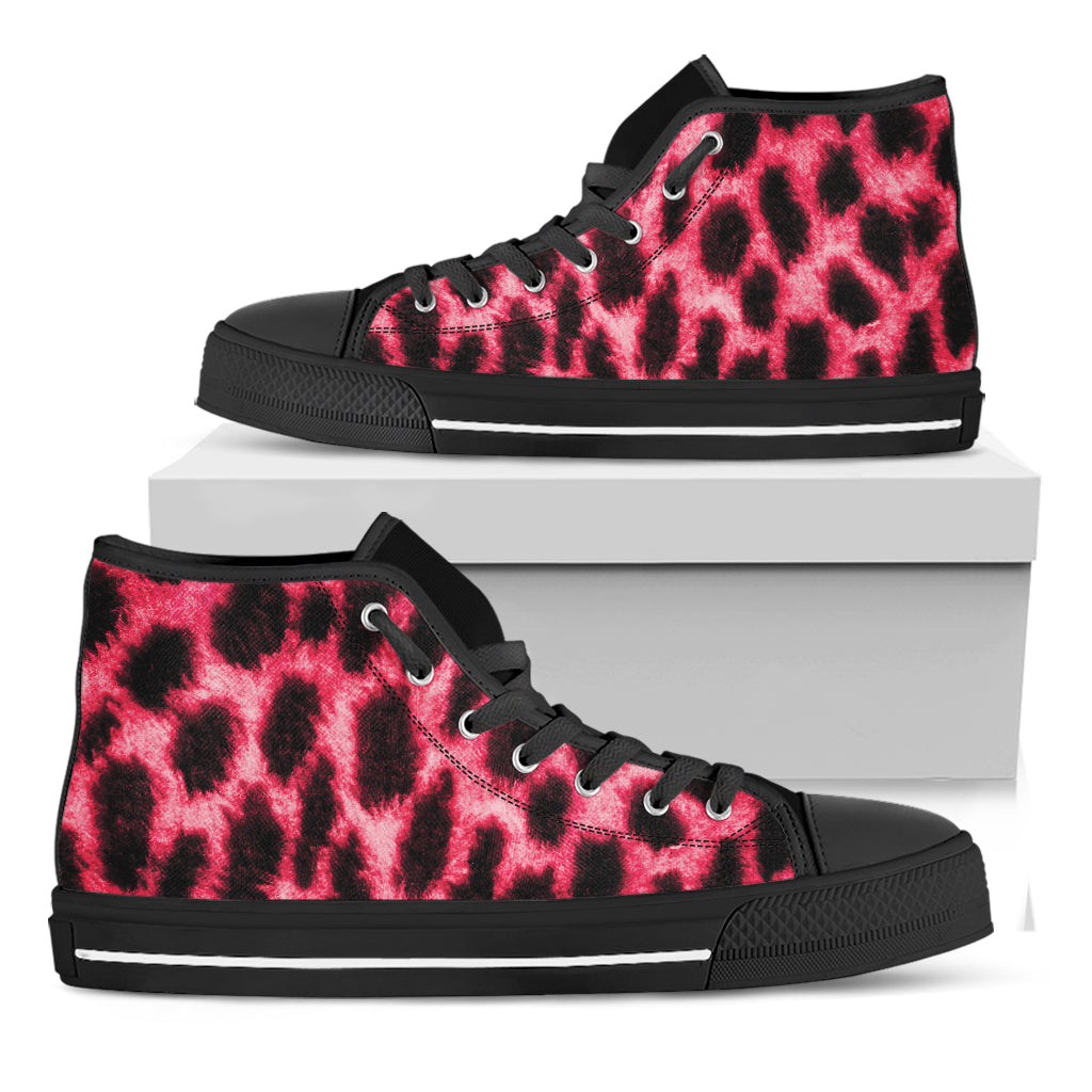 Hot Pink And Black Cheetah Print Black High Top Shoes