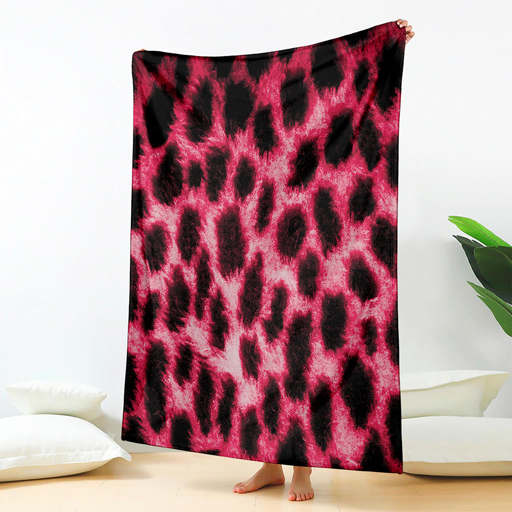 Hot Pink And Black Cheetah Print Blanket