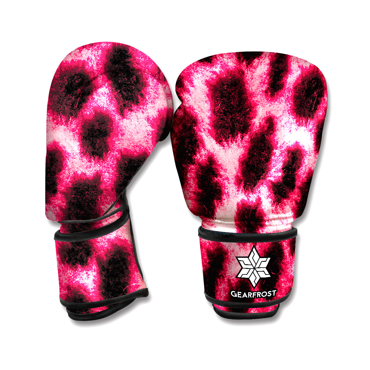 Hot Pink And Black Cheetah Print Boxing Gloves