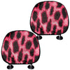 Hot Pink And Black Cheetah Print Car Headrest Covers