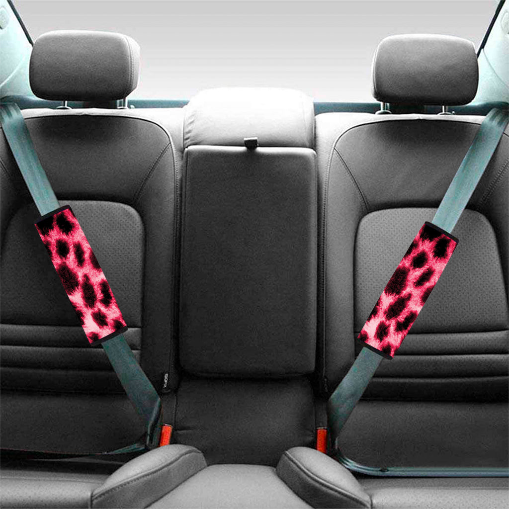 Hot Pink And Black Cheetah Print Car Seat Belt Covers