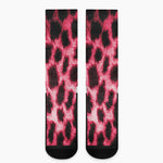 Hot Pink And Black Cheetah Print Crew Socks