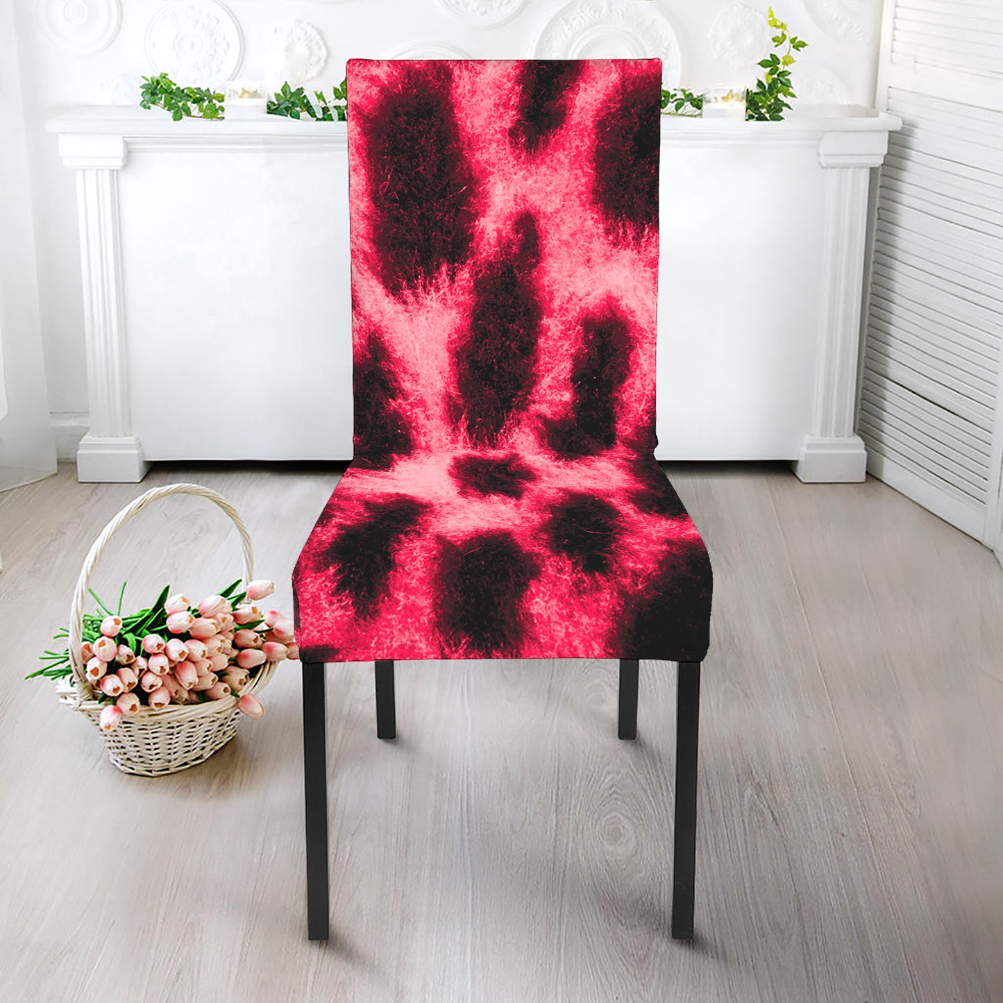 Hot Pink And Black Cheetah Print Dining Chair Slipcover