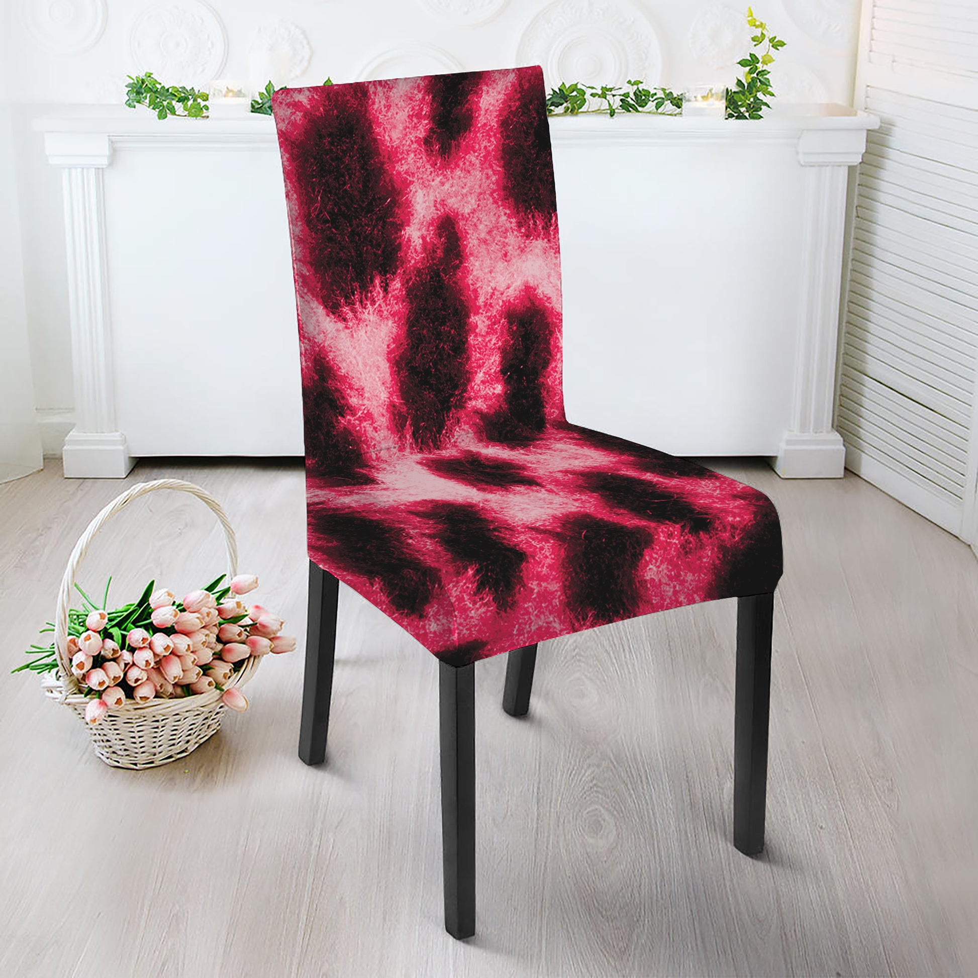 Hot Pink And Black Cheetah Print Dining Chair Slipcover