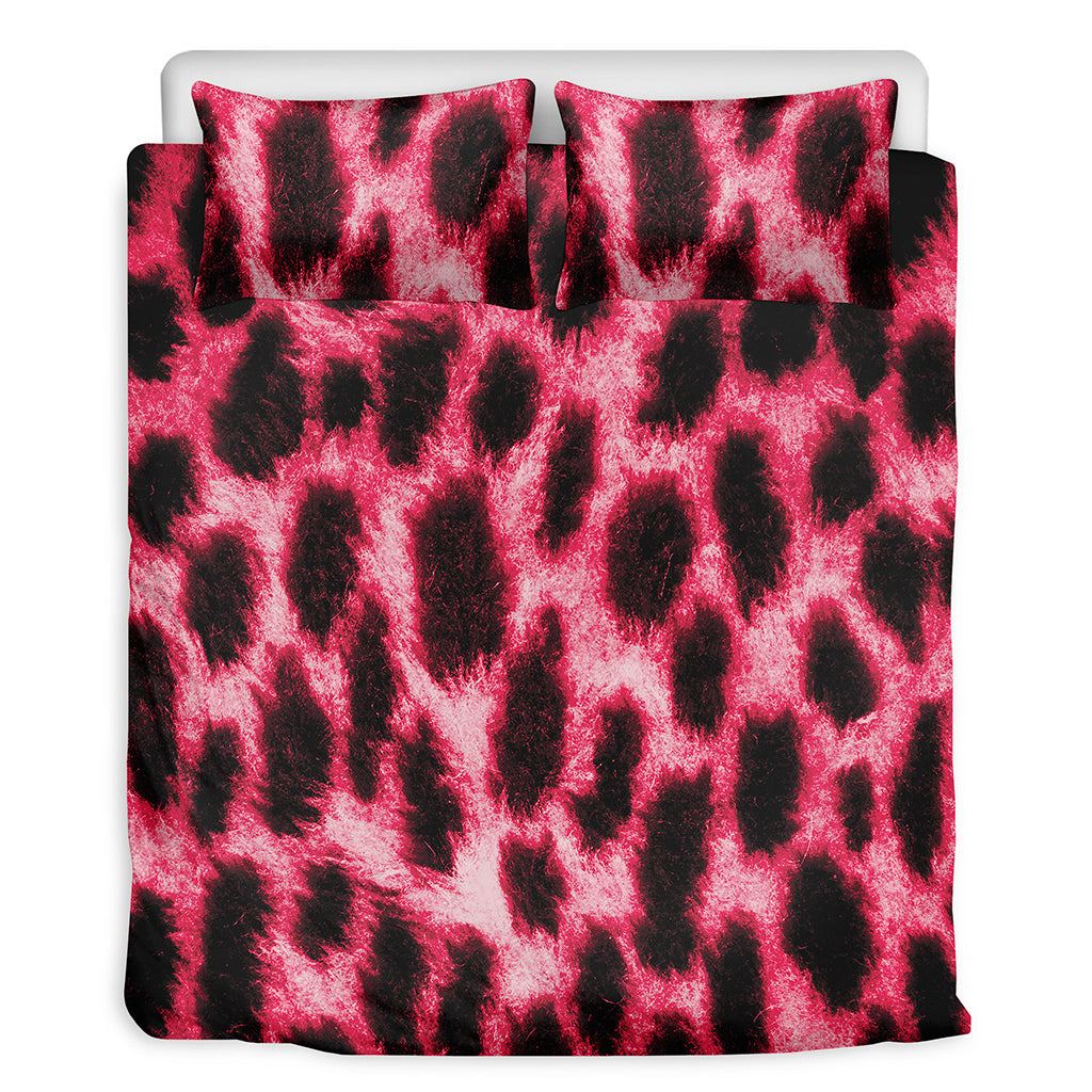 Hot Pink And Black Cheetah Print Duvet Cover Bedding Set