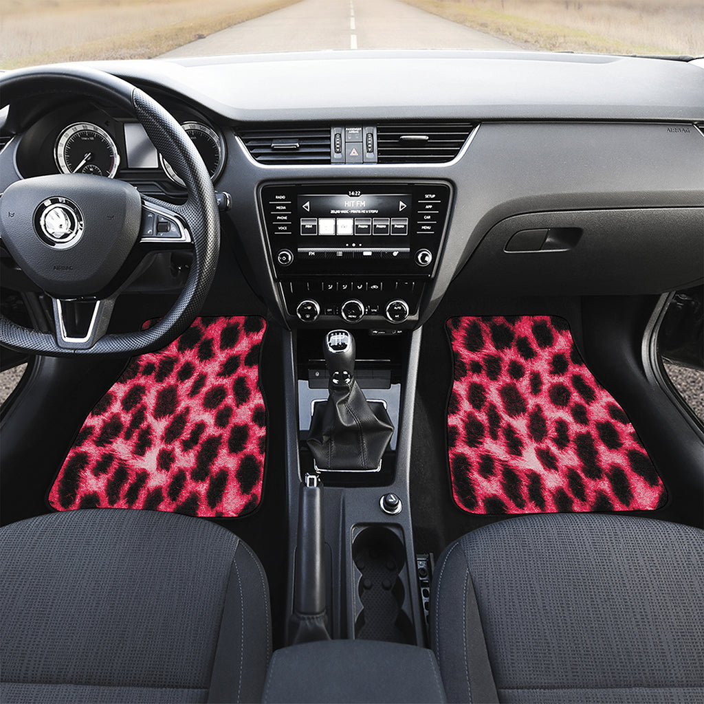 Hot Pink And Black Cheetah Print Front Car Floor Mats