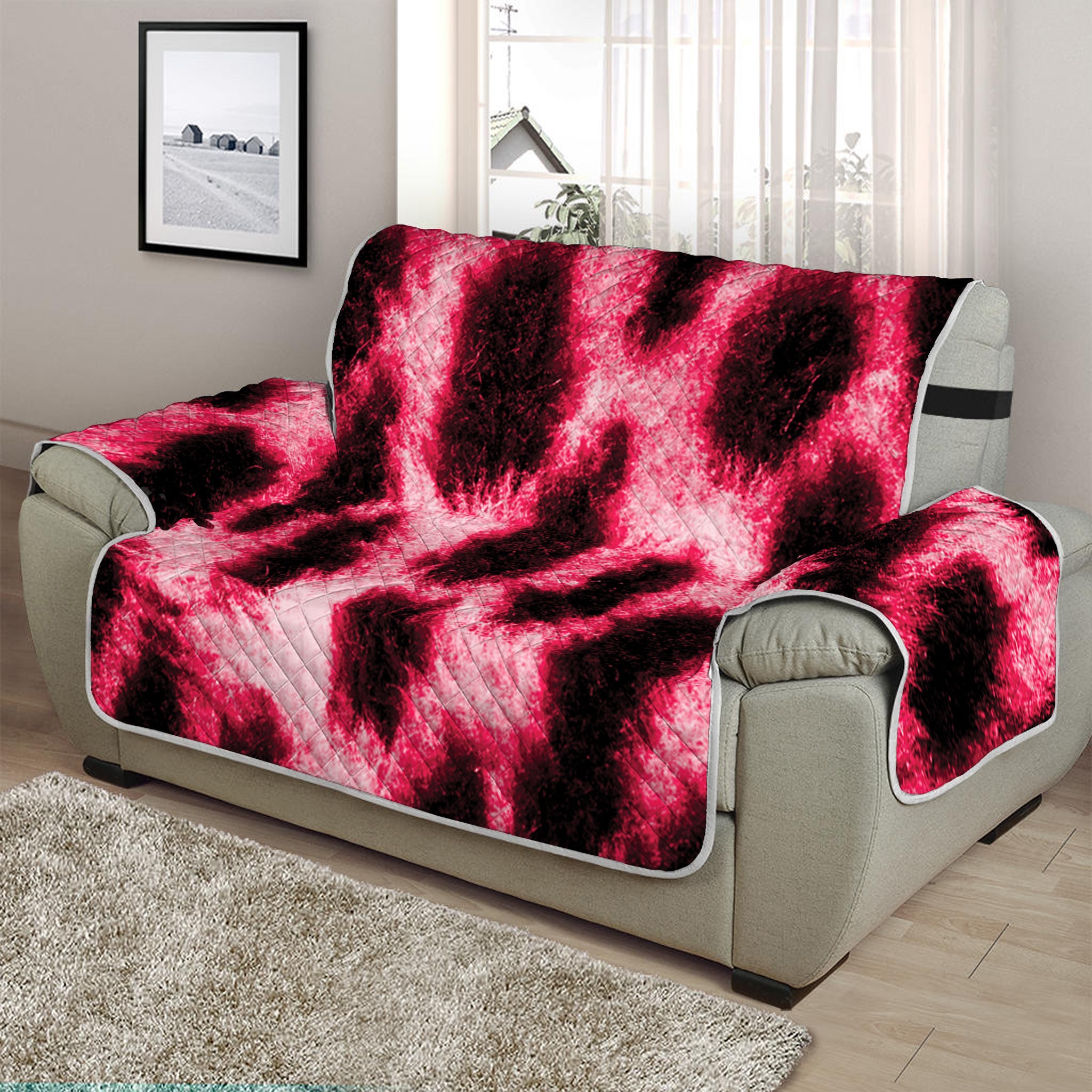 Hot Pink And Black Cheetah Print Half Sofa Protector