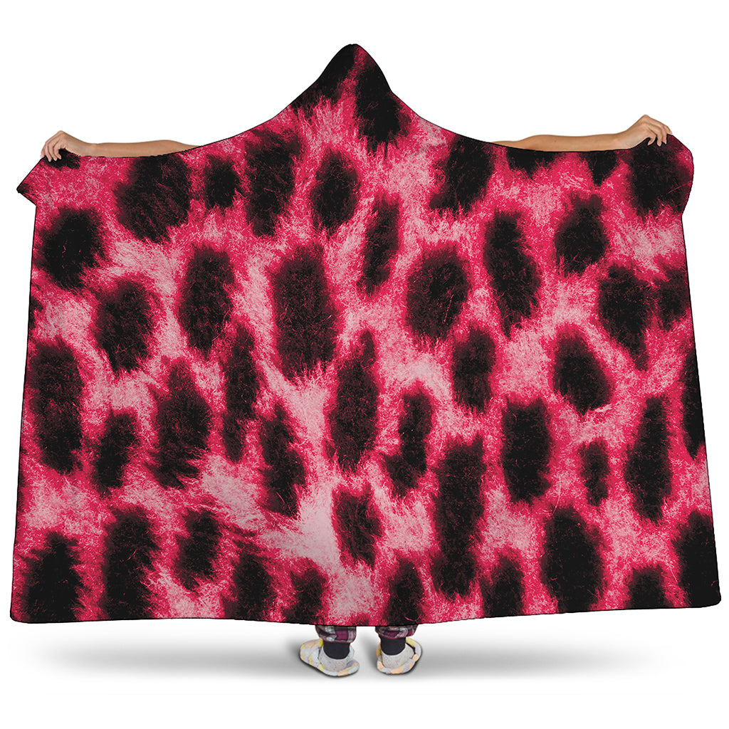 Hot Pink And Black Cheetah Print Hooded Blanket