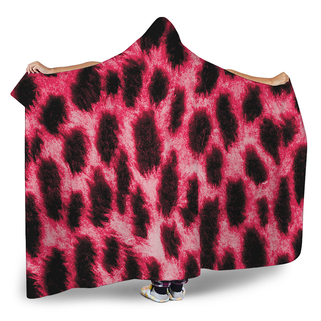 Hot Pink And Black Cheetah Print Hooded Blanket