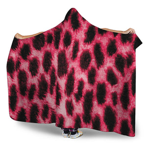 Hot Pink And Black Cheetah Print Hooded Blanket