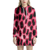 Hot Pink And Black Cheetah Print Hoodie Dress