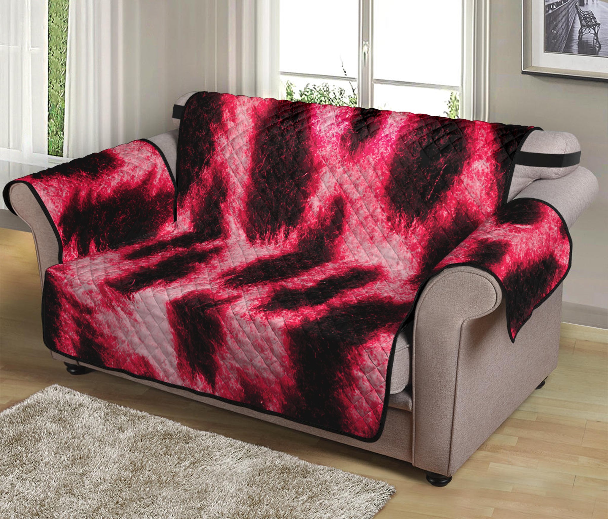 Hot Pink And Black Cheetah Print Loveseat Protector