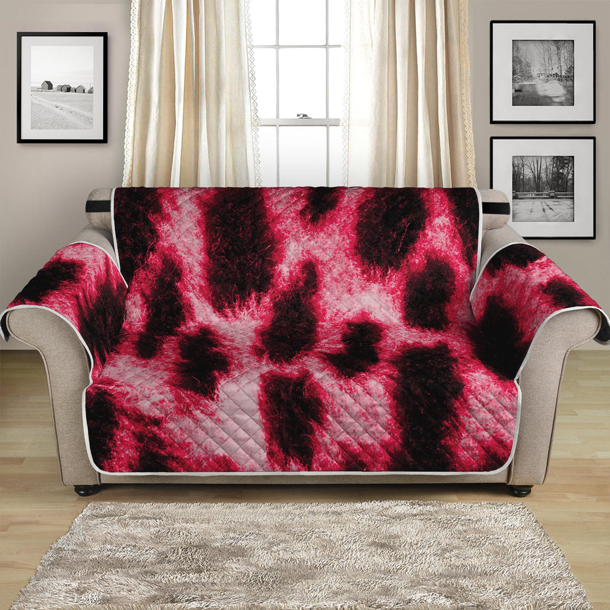 Hot Pink And Black Cheetah Print Loveseat Protector