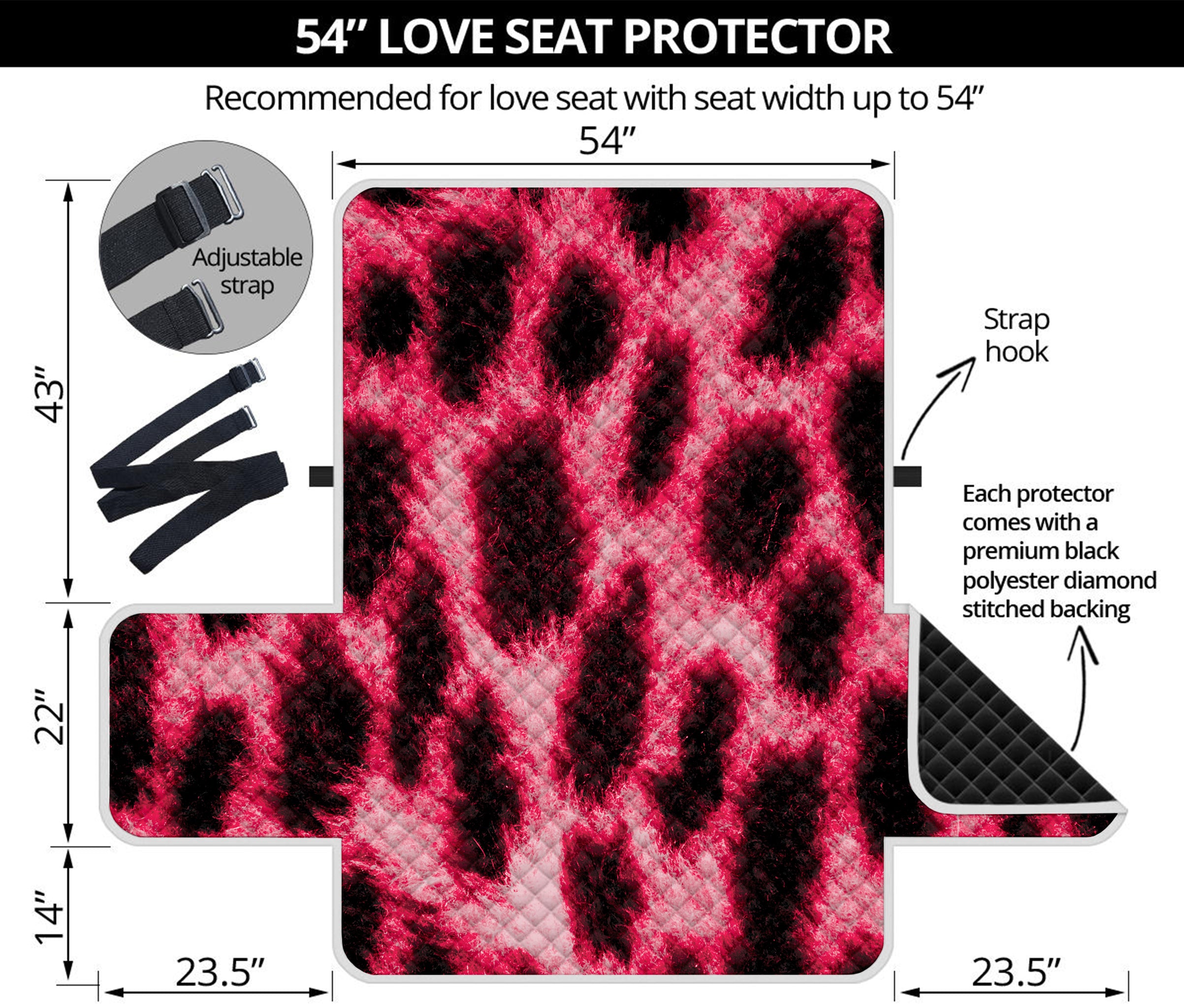 Hot Pink And Black Cheetah Print Loveseat Protector