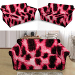 Hot Pink And Black Cheetah Print Loveseat Slipcover