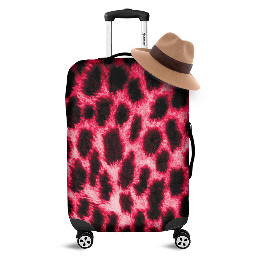 Hot Pink And Black Cheetah Print Luggage Cover