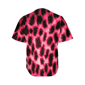 Hot Pink And Black Cheetah Print Men's Baseball Jersey