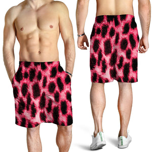 Hot Pink And Black Cheetah Print Men's Shorts