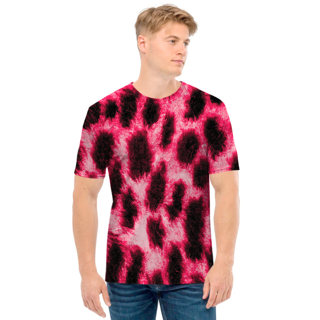 Hot Pink And Black Cheetah Print Men's T-Shirt