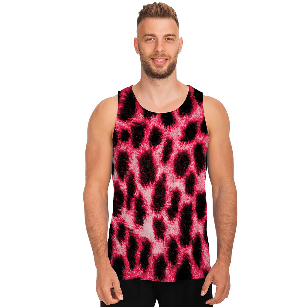 Hot Pink And Black Cheetah Print Men's Tank Top