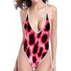 Hot Pink And Black Cheetah Print One Piece High Cut Swimsuit