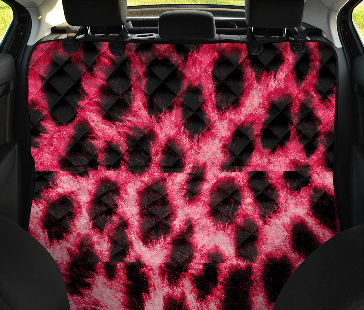 Hot Pink And Black Cheetah Print Pet Car Back Seat Cover