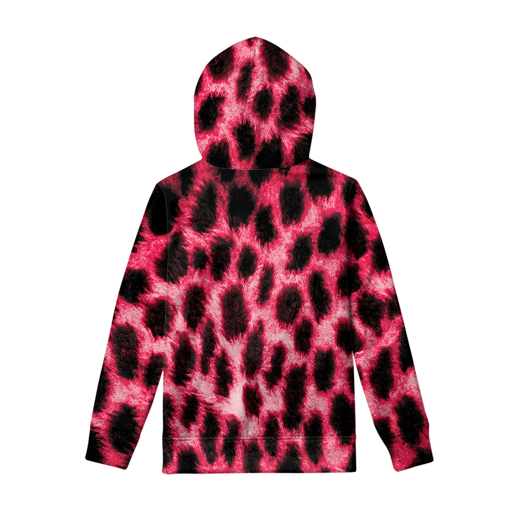 Hot Pink And Black Cheetah Print Pullover Hoodie