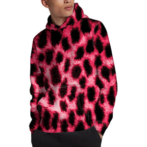 Hot Pink And Black Cheetah Print Pullover Hoodie