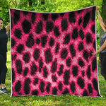 Hot Pink And Black Cheetah Print Quilt